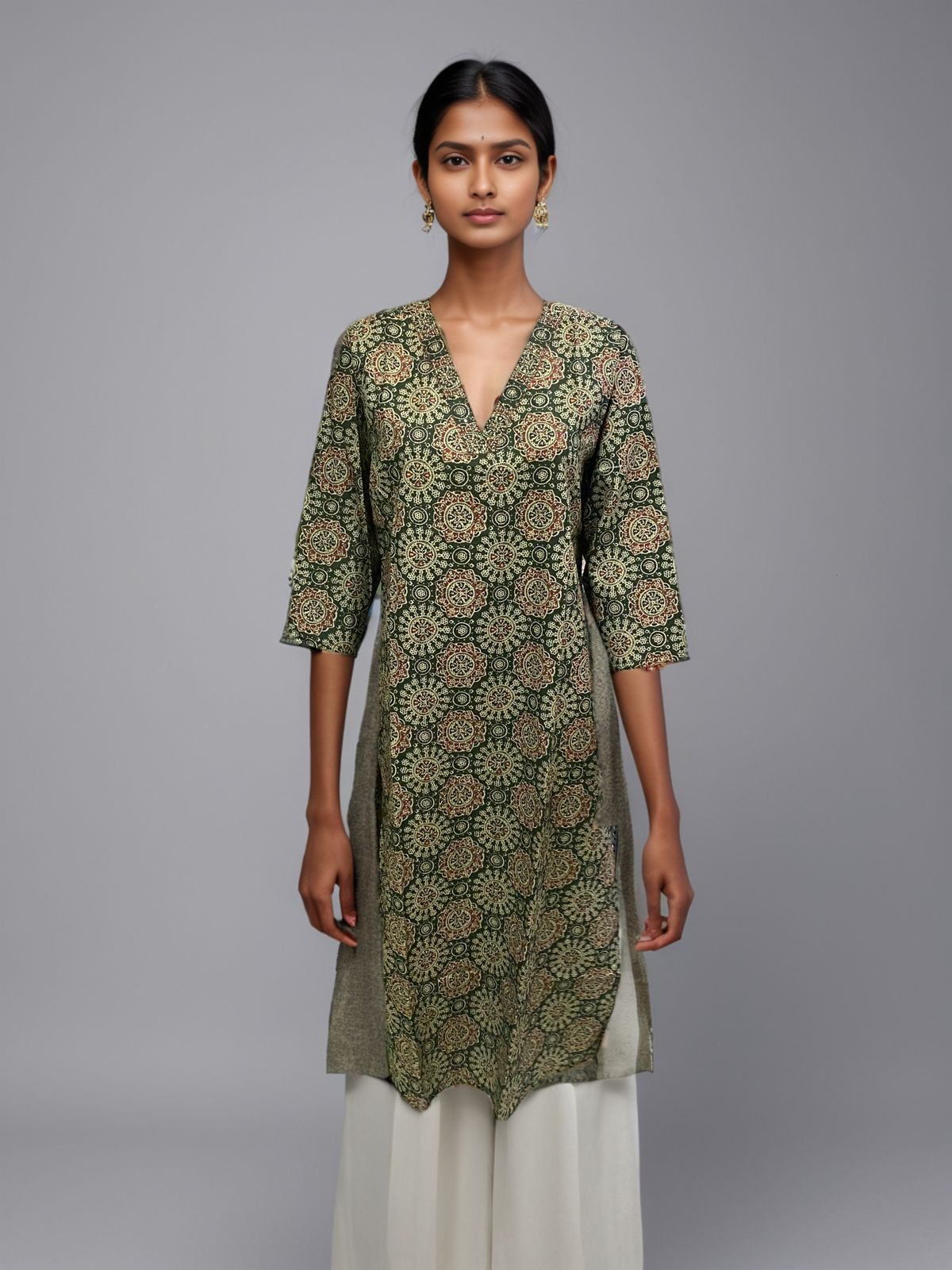 Traditional Handblock Printed Kurti – Yellow Kurta for Women