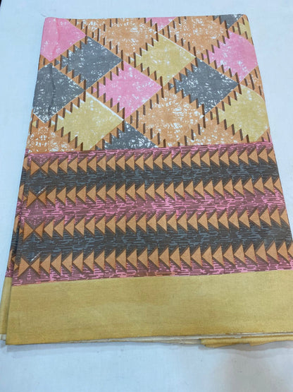 Bright Mustard Cotton Double Bedsheet Set with Pillow Covers – Ethnic Geometric Diamond Print