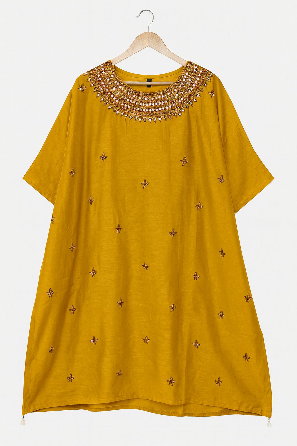 Designer Mustard Yellow Embroidered Kaftan with Red Straight Pants – Festive Ethnic Set for Women
