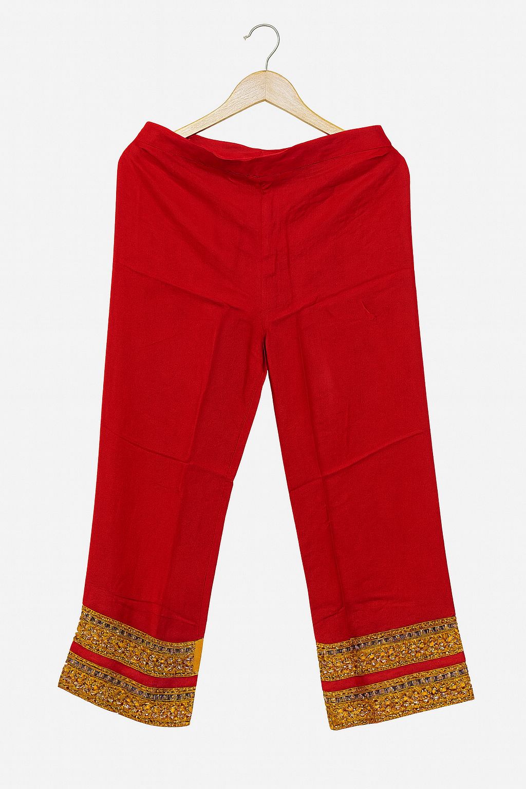 Designer Mustard Yellow Embroidered Kaftan with Red Straight Pants – Festive Ethnic Set for Women