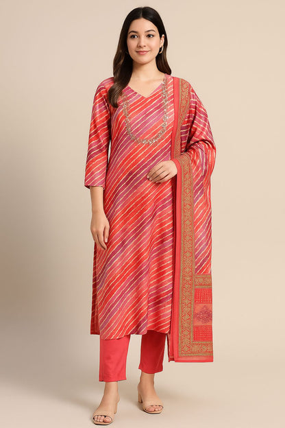 Women’s Pink Maslin Kurti Set with Dupatta – Stylish Ethnic Wear for Festive & Wedding Look