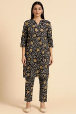 Women's Everyday Cotton Kurta Pant Set – Handblock Floral Print, Soft & Breathable Casual Wear