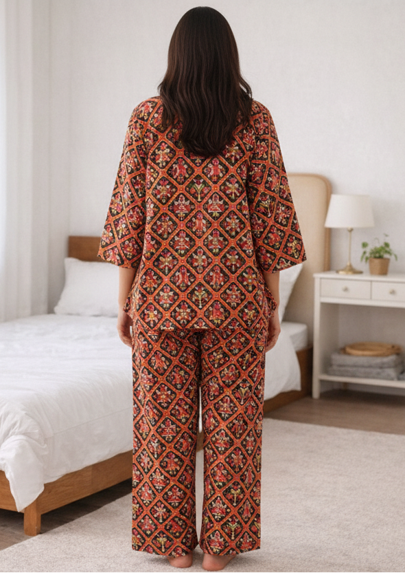 Women’s Printed Cotton Night Suit – Soft Breathable Sleepwear & Lounge Wear Set | Natural Fab
