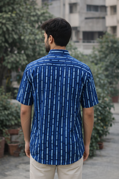 Men’s 100% Cotton Hand Block Printed Shirt – Natural Dyed Premium Casual Wear