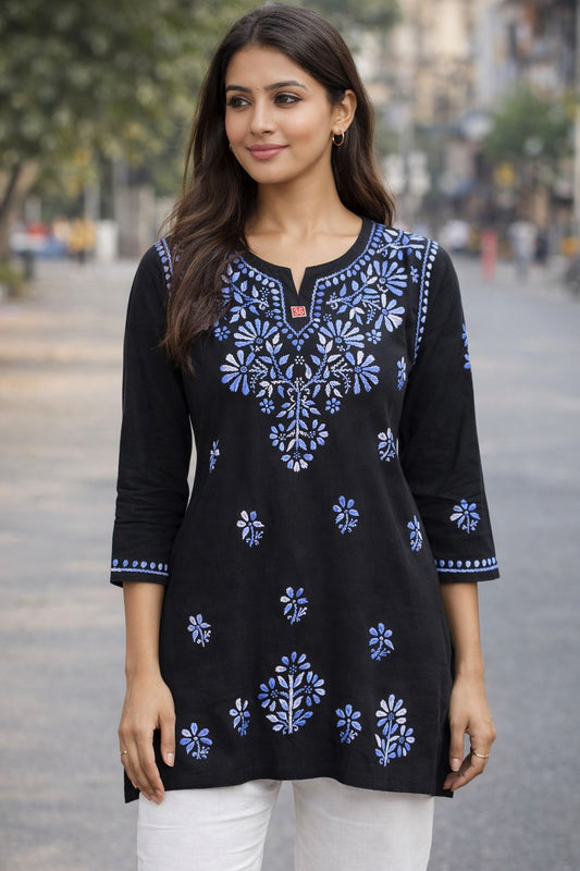 Women’s Rayon Chikankari Short Kurti | Embroidered Ethnic Top for Casual & Daily Wear