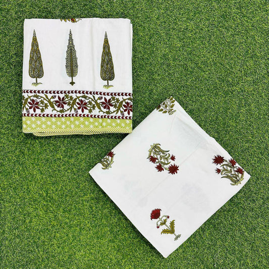 Single Bed 3-Layered Cotton Dohar with Hand Block Floral Print