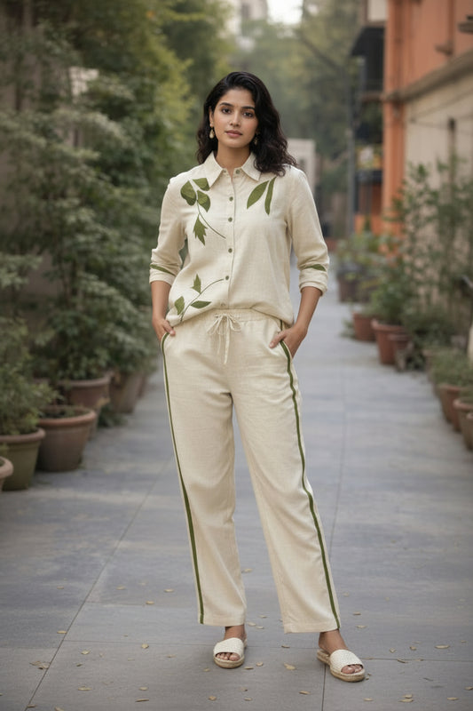 Co-ord Set with Leaf Embroidery