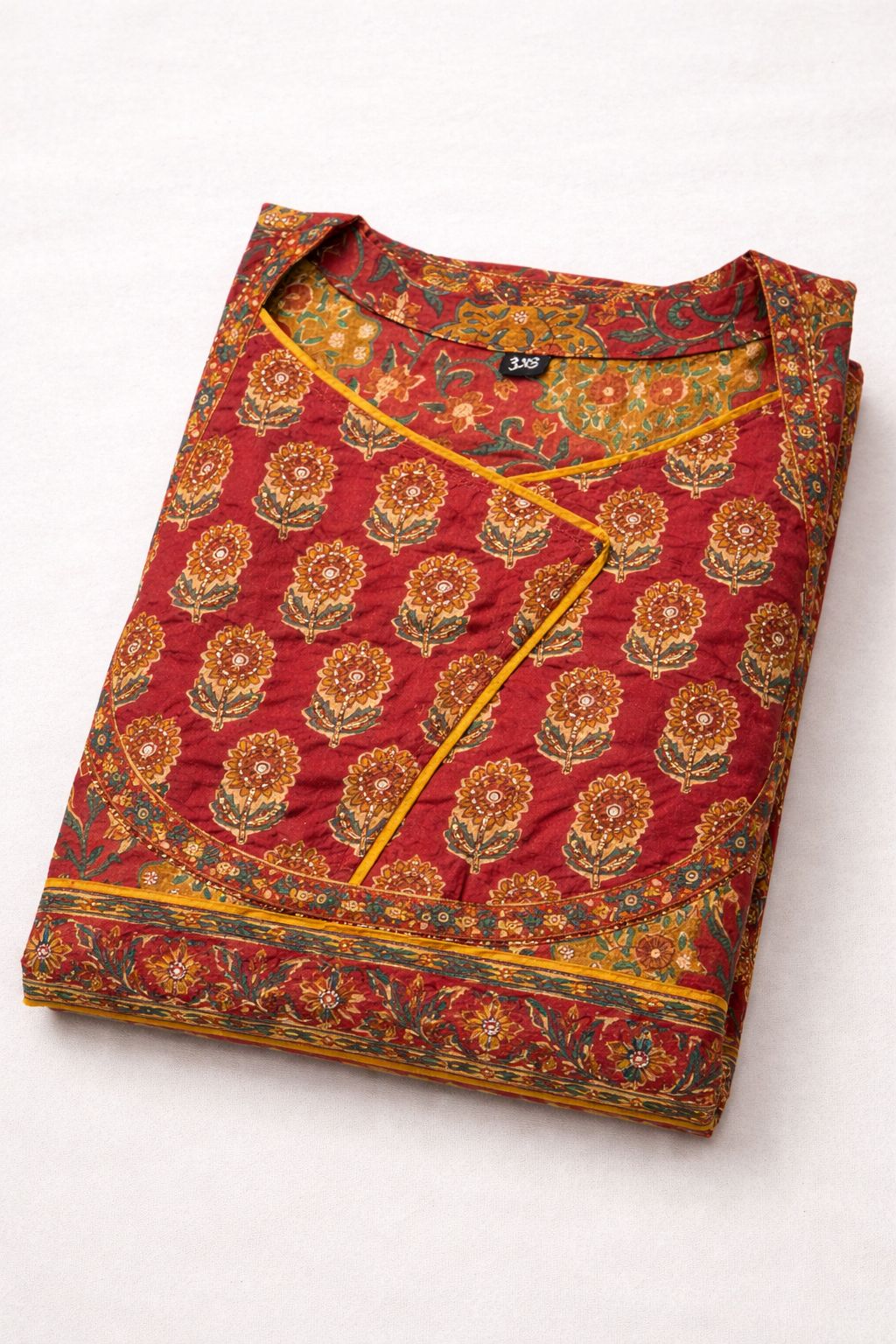 Maroon Floral Print Cotton Anarkali Suit Set