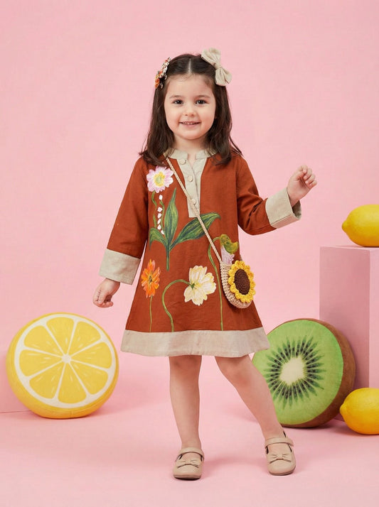 Girls Cotton Floral Printed Dress | Soft Breathable Kids Summer Dress | Comfortable Casual Baby Girl Outfit