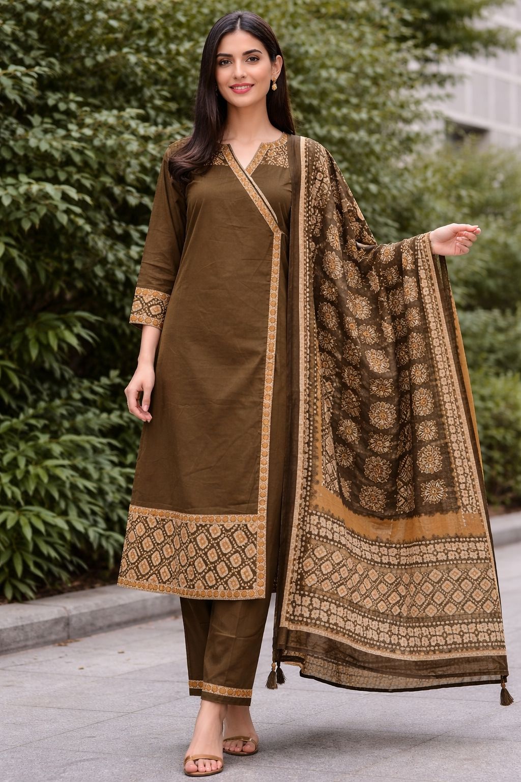 Women’s Pure Cotton Kurti Set with Printed Dupatta – Straight Kurta Pant Set | Ethnic Wear for Office, Festive & Daily Use