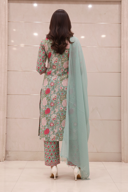 Women’s Pure Cotton Floral Printed Kurti Set with Dupatta | Soft Breathable Ethnic Suit for Summer | Casual, Office & Festive Wear