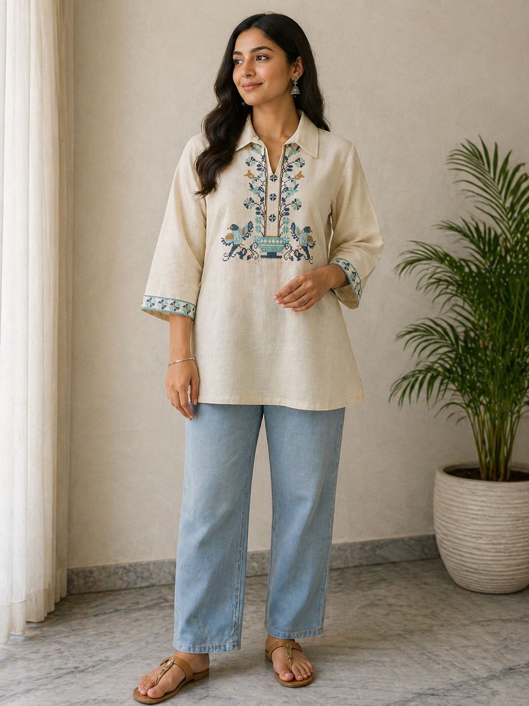 Women Cotton Short Kurti Top | Ethnic Printed Tunic | Casual Summer Wear Shirt Style Kurta