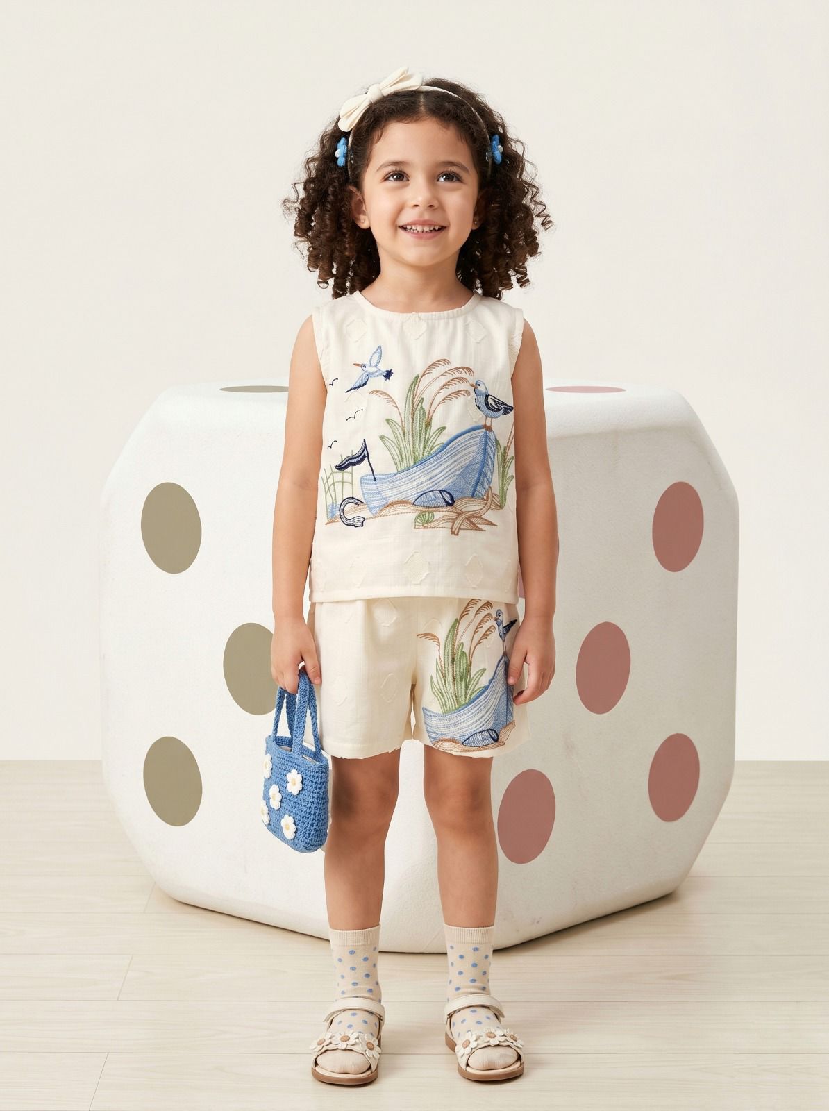 Girls Cotton Co-Ord Set Printed Sleeveless Top & Shorts Kids Summer Casual Outfit