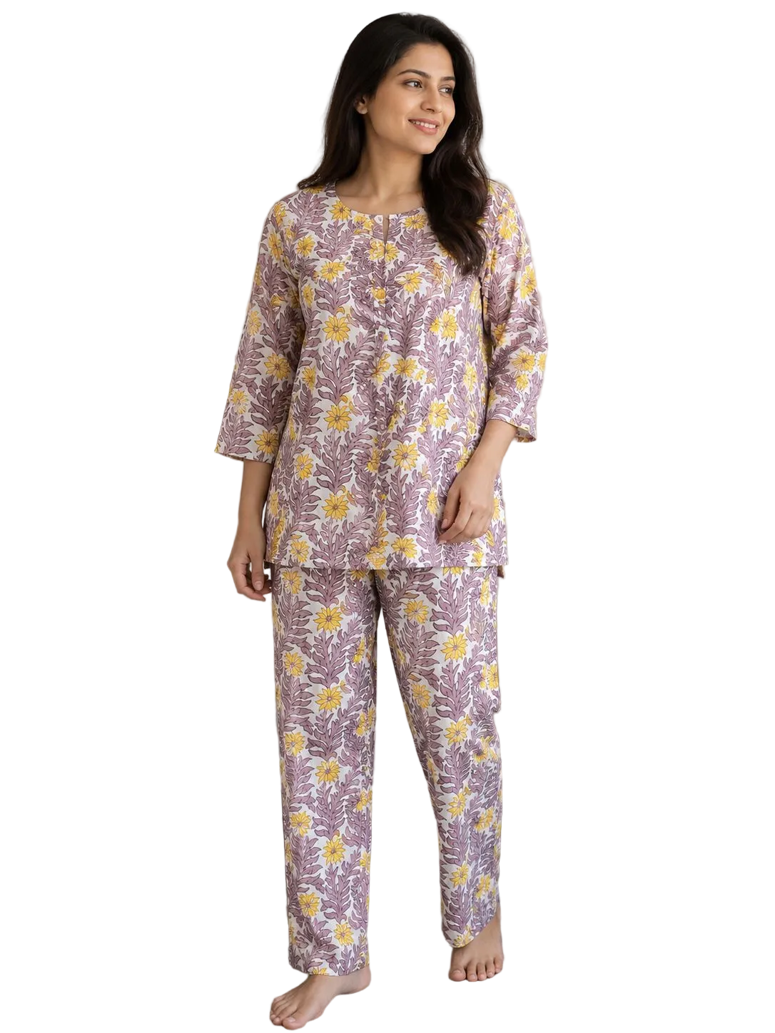 Natural Fab Women’s Pure Cotton Night Suit | Original Hand Block Print Soft Sleepwear Set | Comfortable Lounge & Nightwear for Women