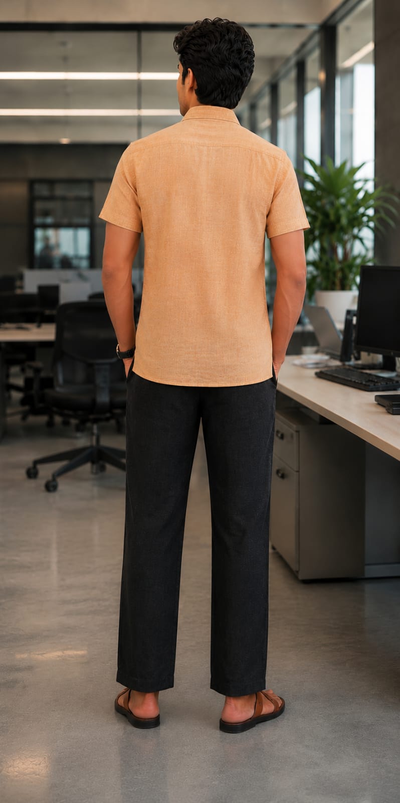 Natural Fab Men’s Linen Blend Half Sleeve Shirt | Casual Solid Summer Shirt for Men | Lightweight Breathable Regular Fit