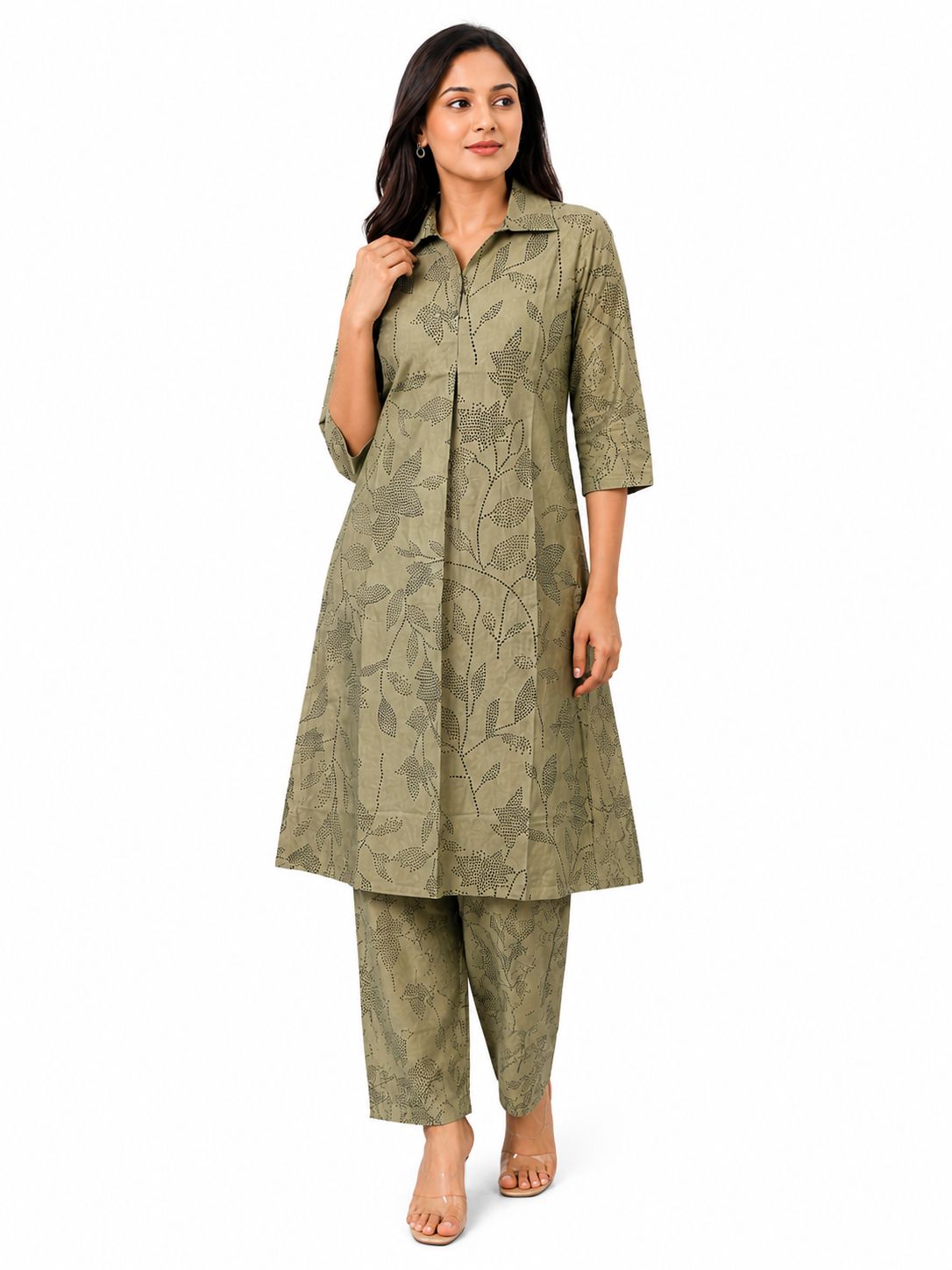 Women’s Pure Cotton Printed Kurti Pant Set for Women | Floral A-Line Kurta with Pants | Casual Ethnic Wear by Natural Fab