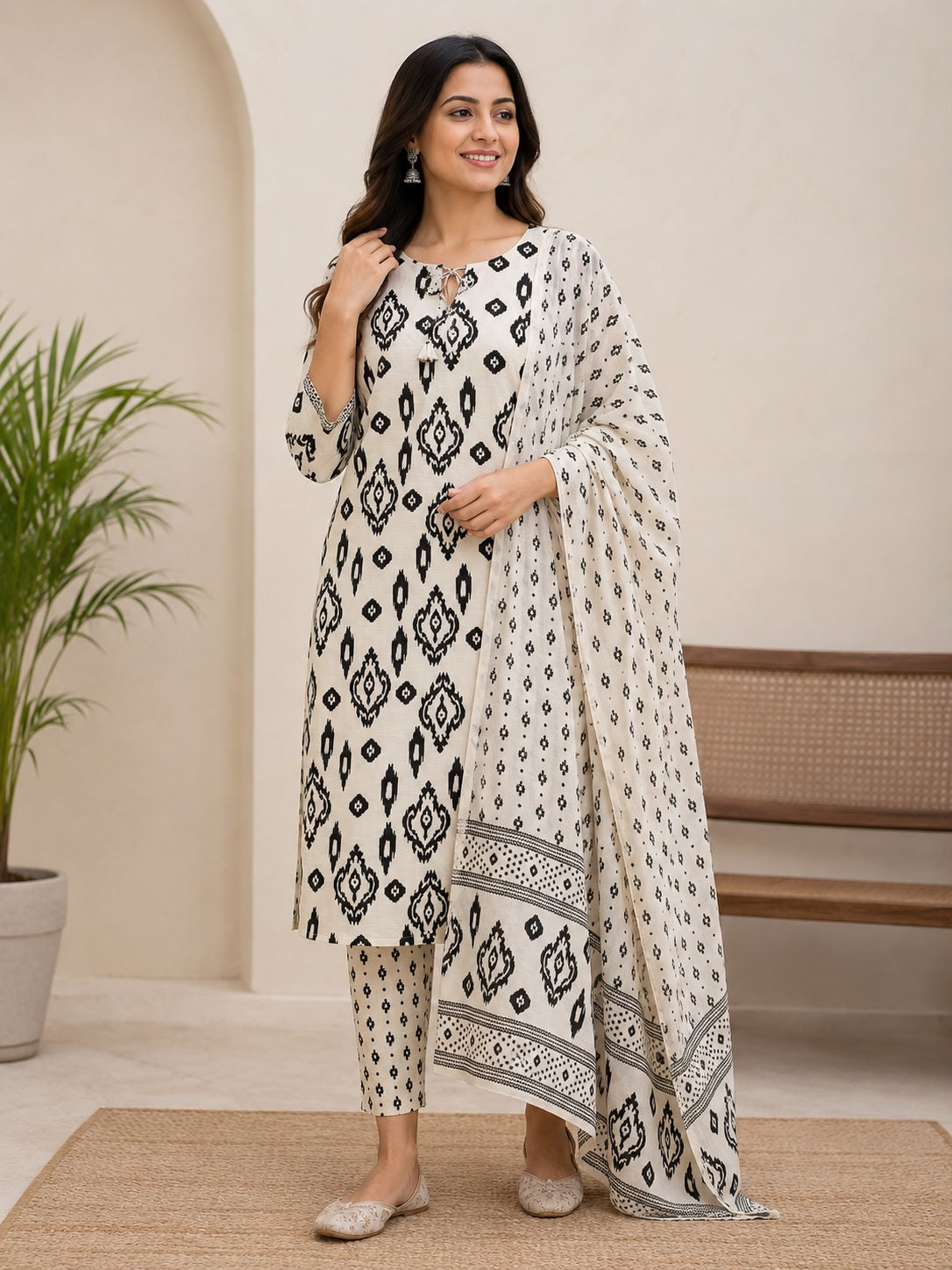 Women’s Cotton Printed Kurti Pant Set with Dupatta | Ethnic Kurta Set for Women | Stylish Traditional 3 Piece Suit Set