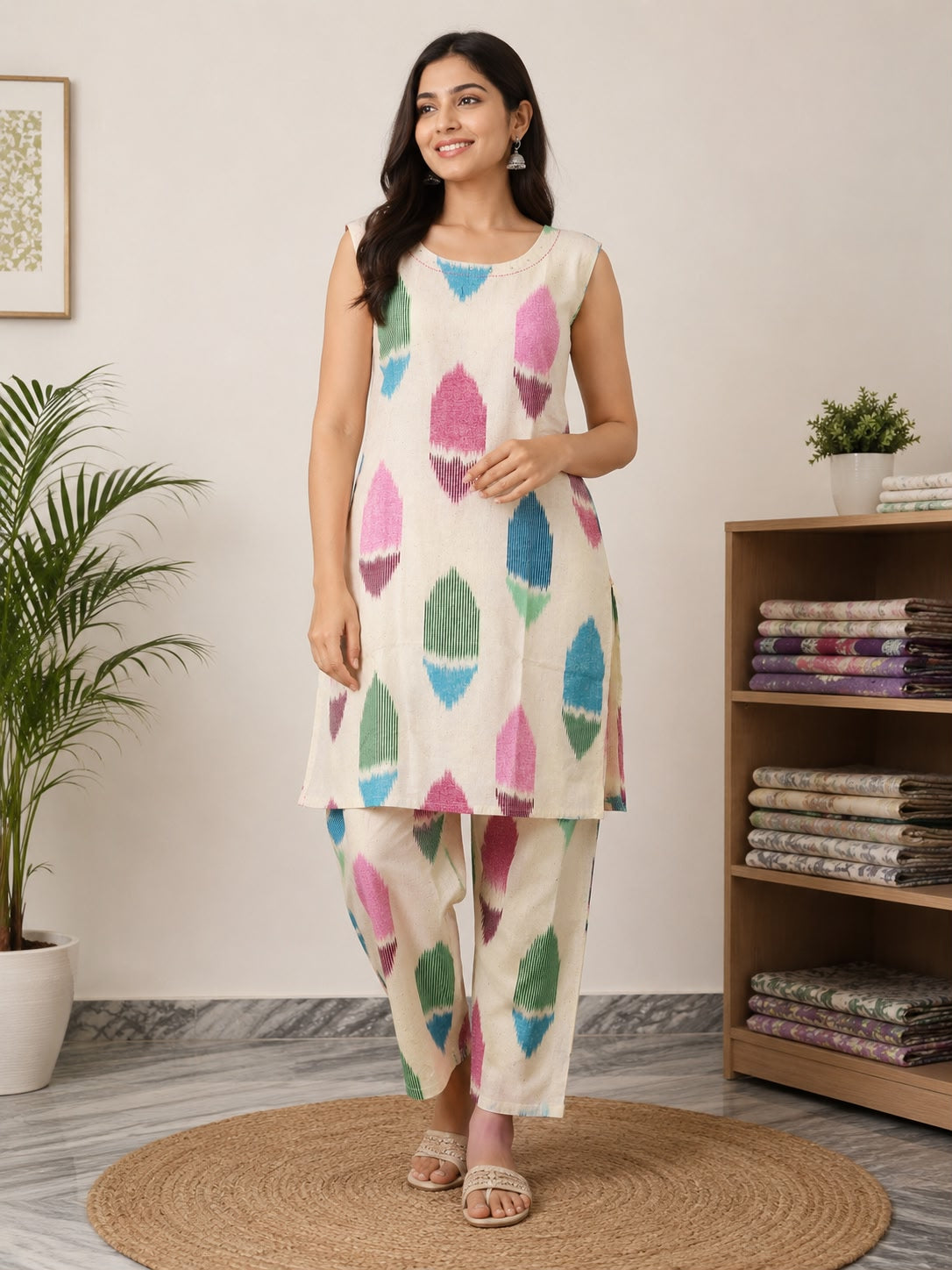 Women Printed Cotton Co-Ord Set for Women | Sleeveless Ethnic Lounge Wear Co Ord Set | Stylish Casual & Summer Wear Outfit