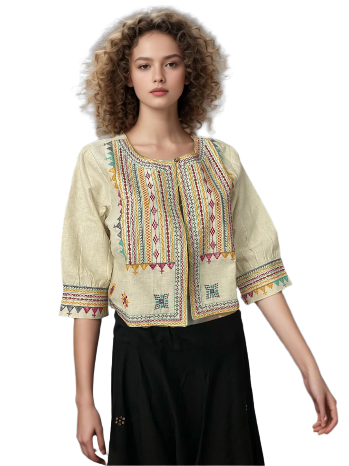 Crop Jacket with Intricate Embroidery