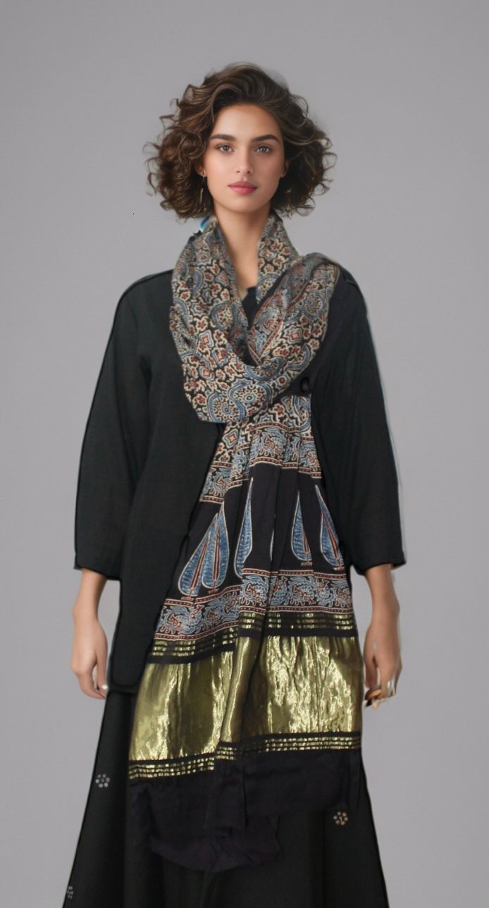 Modajk Dupatta with Exquisite Detailing blue