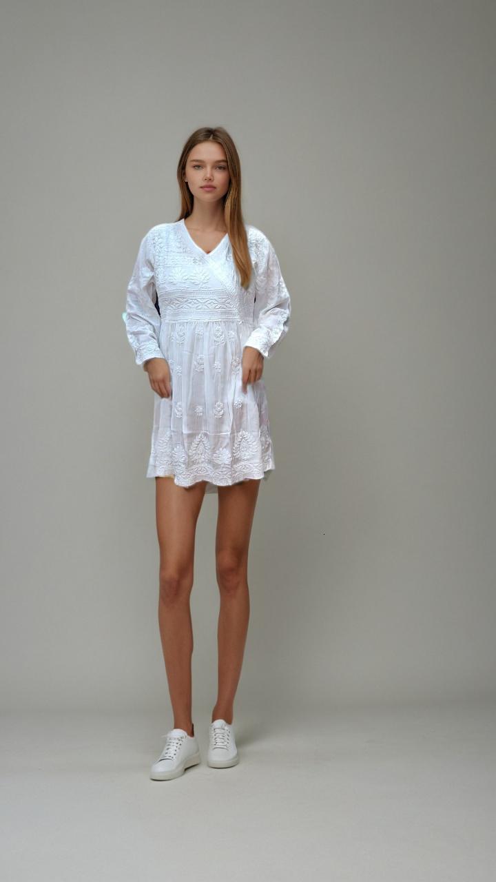 Embroidered White Mini Dress