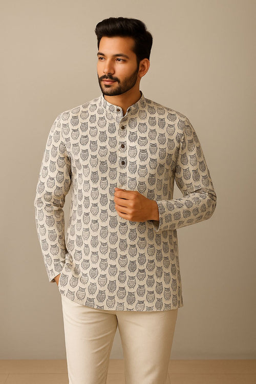 Men’s Printed Cotton Kurta – Elegant Comfort by Natural Fab
