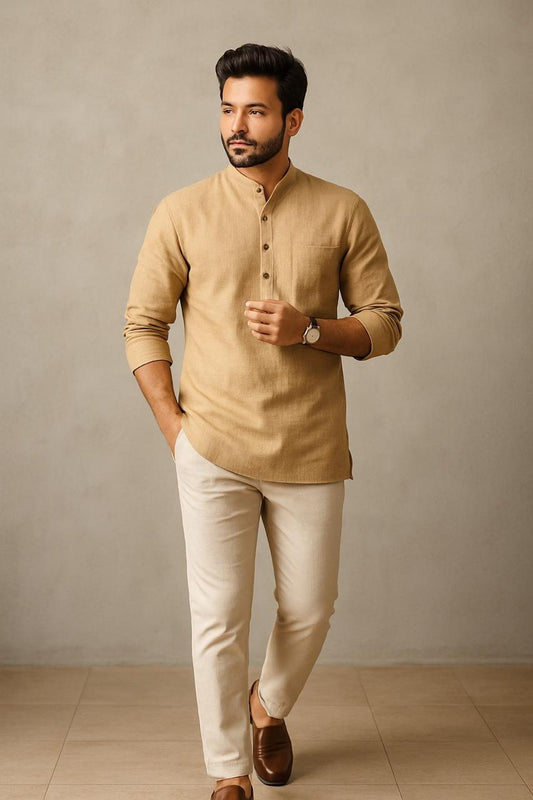 MEN BEIGE SHORT KURTA