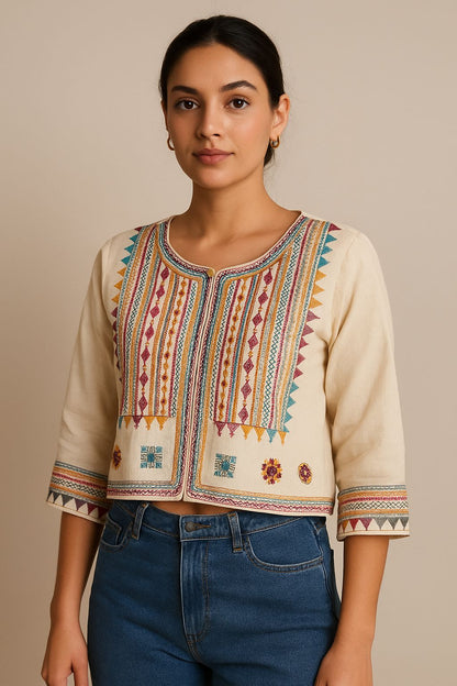 Crop Jacket with Intricate Embroidery