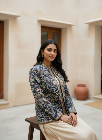 Women’s Premium Embroidered Jacket | Premium Wool Blend Winter Jacket | Handcrafted Floral Work | Ethnic Festive & Casual Wear