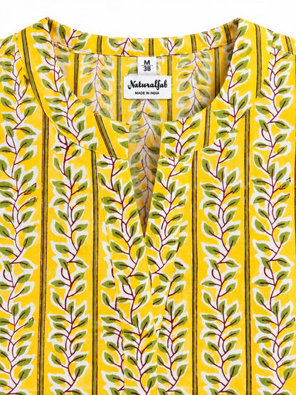 Natural Fab Vasant Women’s Mustard Yellow Hand Block Printed Kurta Palazzo Set