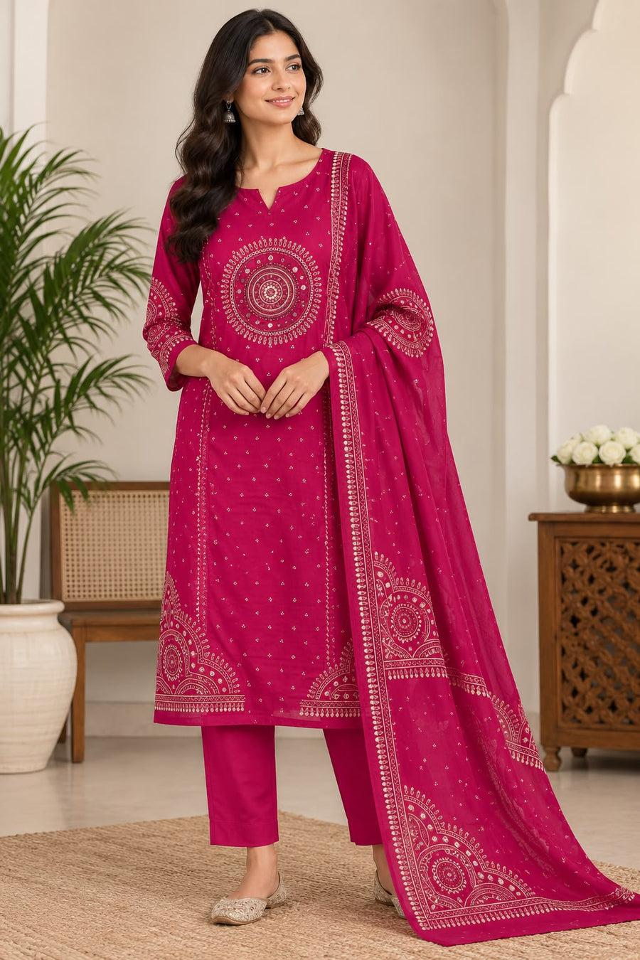 Naturalfab Women’s Mal Cotton Kurti Set | Soft Breathable Traditional Outfit for Everyday Wear