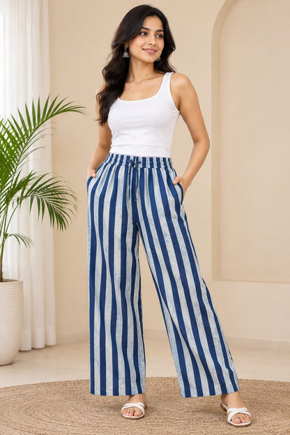 Naturalfab women indigo hand block cotton straight pant