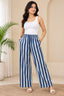 Naturalfab Women Indigo Hand Block Printed Cotton Wide-Leg Pants with Drawstring Waist & Side Pockets