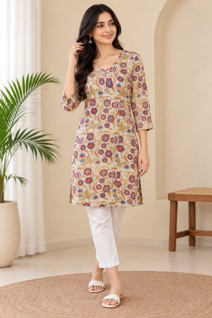Naturalfab Aarohi hand block printed knee length kurti