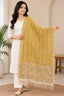 Naturalfab Amaya Women’s Mustard Yellow Floral Printed Kota Dupatta with Tassel Fringe & Border Detail