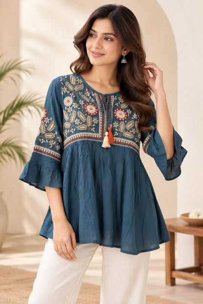 Natural Fab women’s blue short kurti top