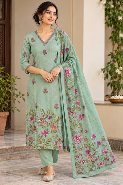 Natural Fab Green kurti set 97534