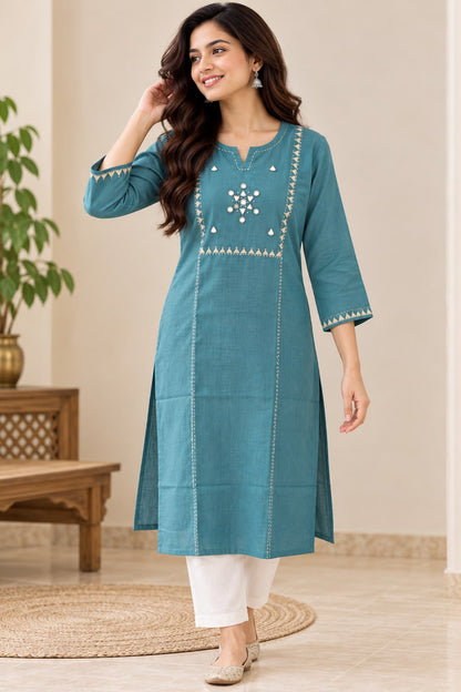 Women’s Blue Handloom Kurti