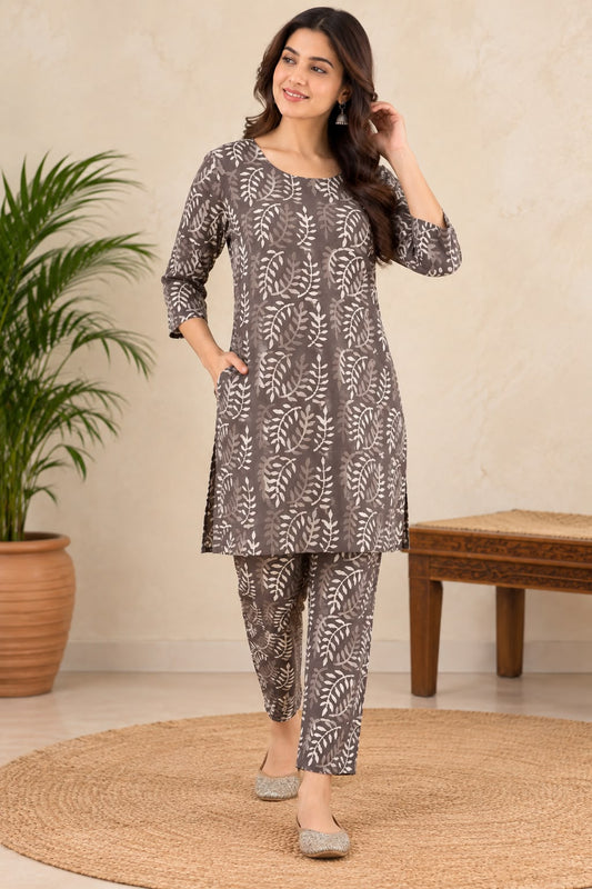 Naturalfab Women's Hand Block Printed Kurta and Pant Set with Pockets | Everyday Ethnic Co-ord