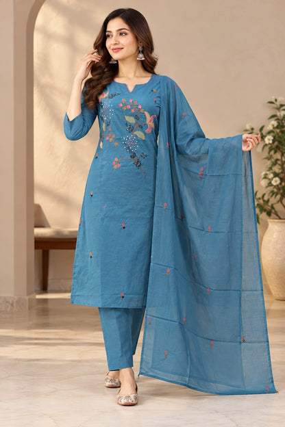 Women's Blue Kurti Set | Elegant Everyday Indian Ethnic Wear