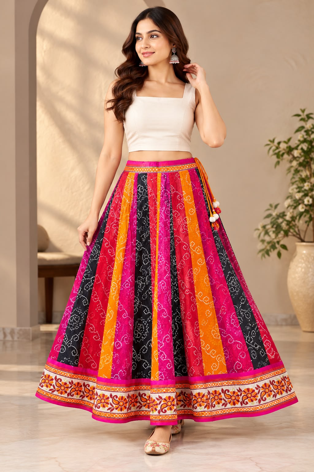 Women's Multicolor Cotton Bandhani Skirt | Traditional Indian Ethnic Wear