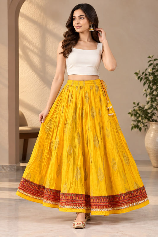 Women's Yellow Skirt | Versatile Casual and Festive Ethnic Wear