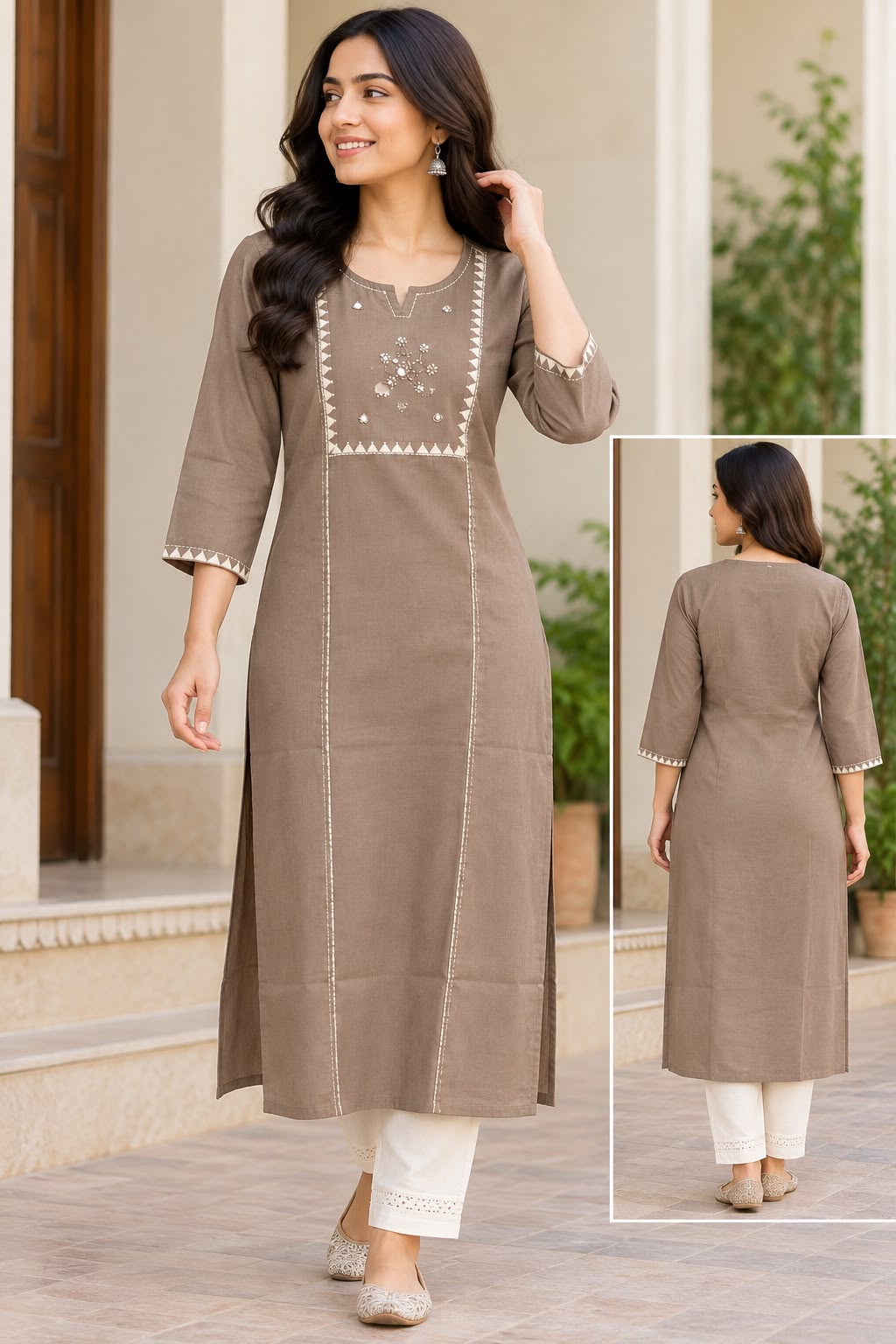 Women's Beige 100% Cotton Kurti | Versatile Everyday Ethnic Wear