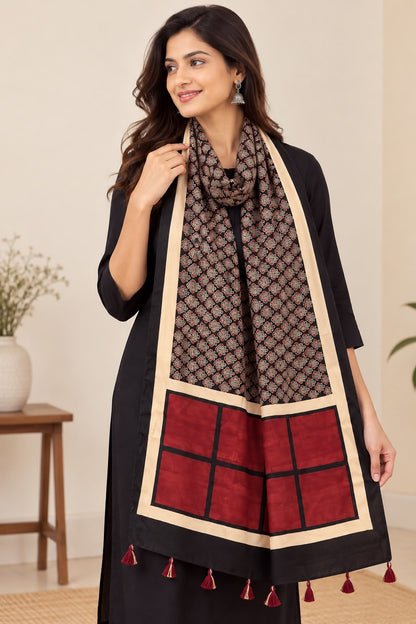 Naturalfab modal silk Ajrakh-inspired stole design 6