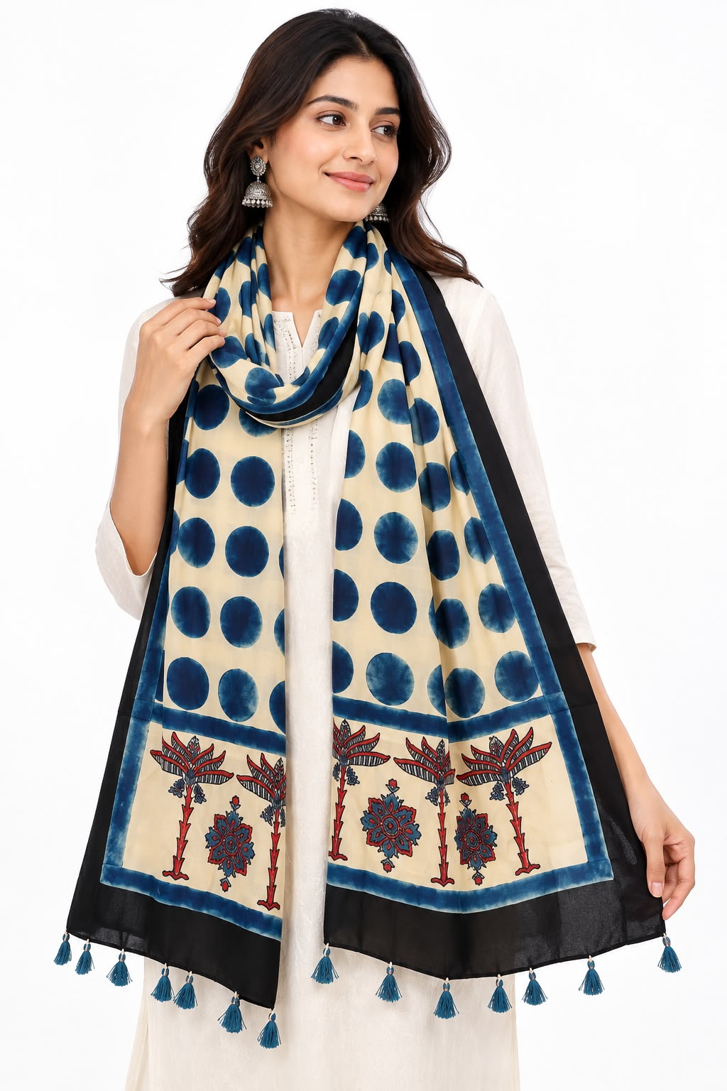 Naturalfab modal silk Ajrakh-inspired stole design 7