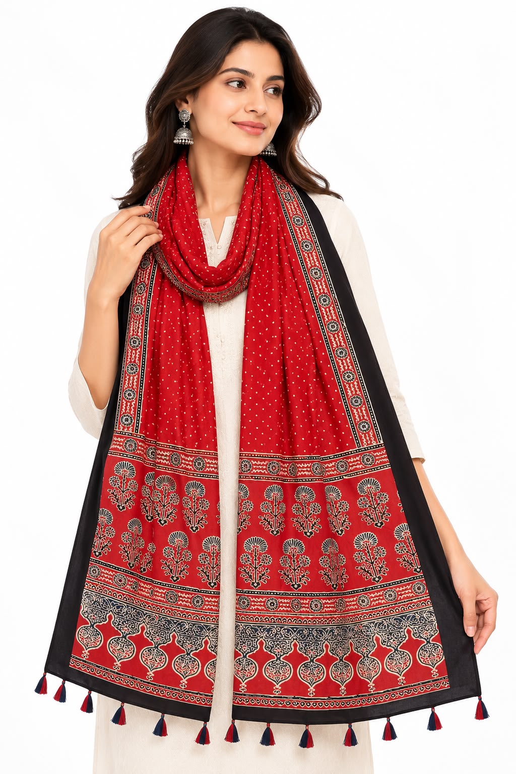 Naturalfab modal silk Ajrakh-inspired stole design 9