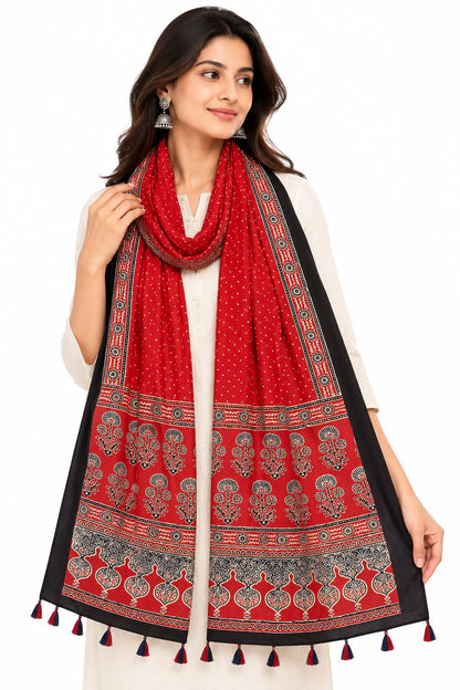 Naturalfab modal silk Ajrakh-inspired stole design 9