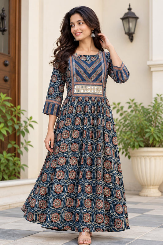 Women's Indigo Pure Cotton Dress
