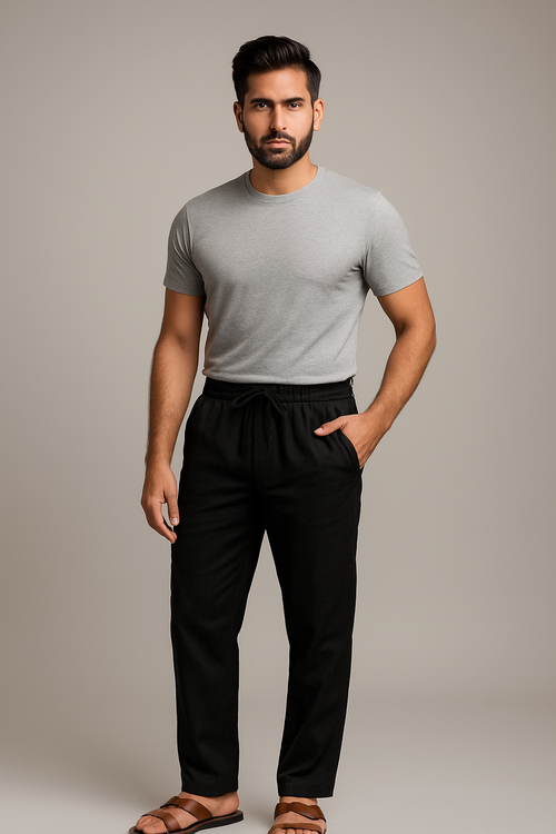 Men's Black Khadi Pant