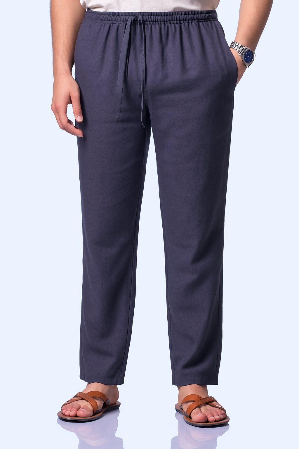 Men’s Cotton Linen Blend Gray Pants